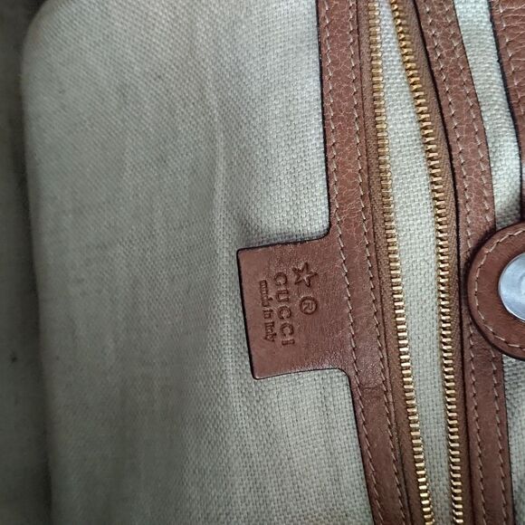 Gucci brown Pebbled Leather Bamboo Tassel tote bag - Picture 10 of 16